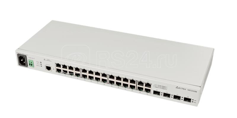 Коммутатор Ethernet 24 порта 10/100/1000BASE-T 4 порта 10/100/1000BASE-T/100BASE-FX/1000BASE-X Combo L2 220В AC 12В DС ELTEX MES2428B