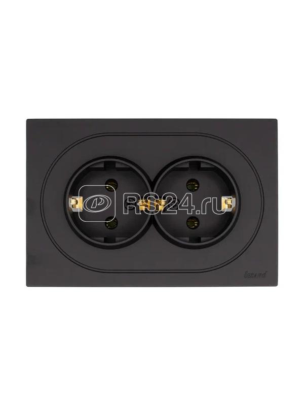 Розетка 2-м СП OSEN с заземл. ПБТ механизм черн. бархат LEZARD 743-4200-127B