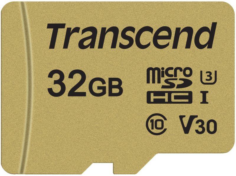 Карта памяти TS32GUSD500S 32GB microSDXC Class 10 UHS-I U3 V30 R95 W60MB/s with adapter Transcend 1000501723