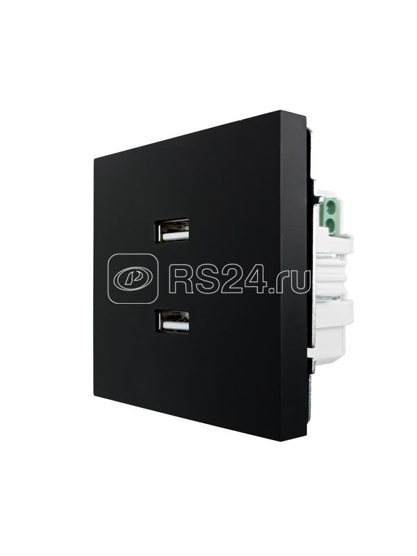 Розетка 1-мест. с 2-мест. USB разъем СП ZIMA IP20 черн. бархат LEZARD 704-4288-192