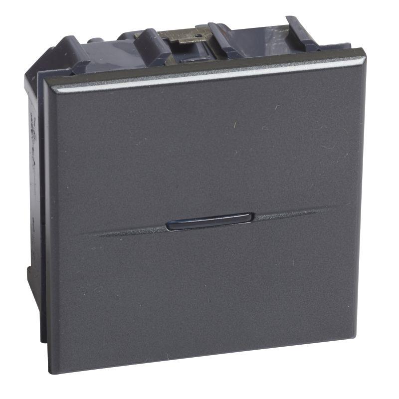 Кнопка аксиальная 1-кл 10А 2мод. Axolute винт. клеммы 2мод. антрацит Leg BTC HS4005M2N