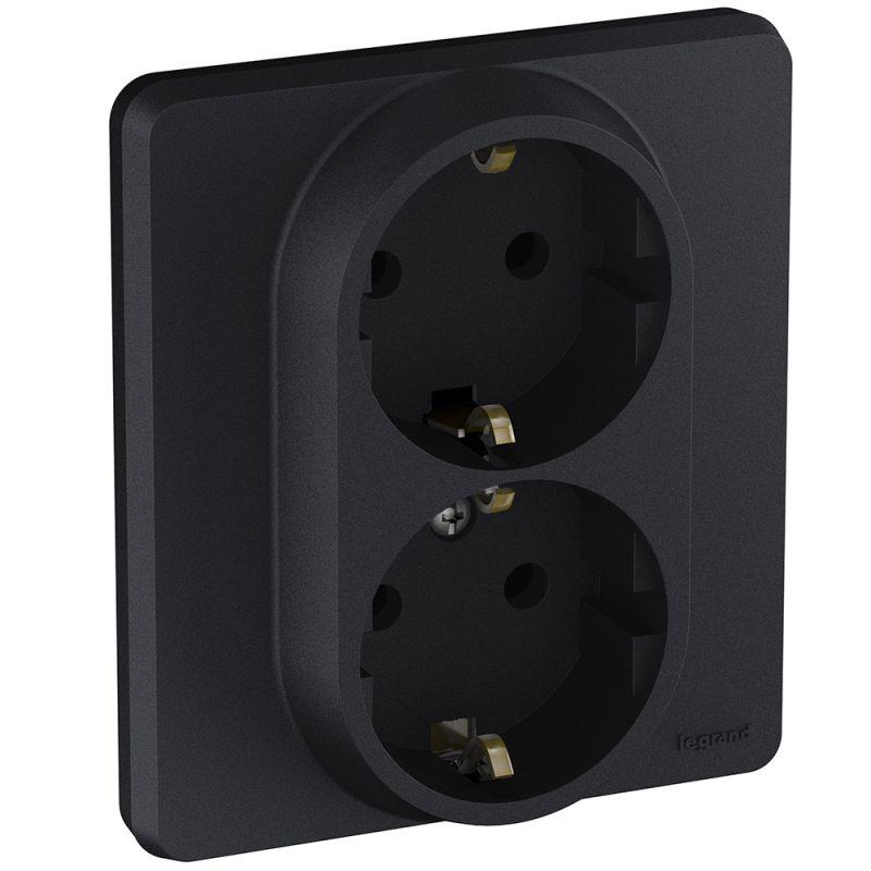 Розетка Inspiria 16А 250В 2х2P+E немецк. стандарт антрацит IEK 673753