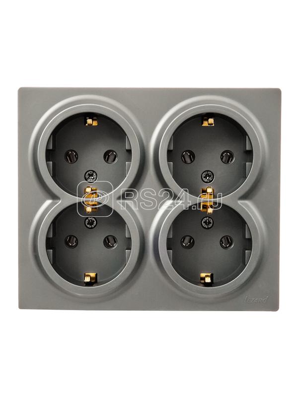Розетка 4-мест. с заземл. LETO закрытый корпус ПБТ платина LEZARD 752-3500-127BDP