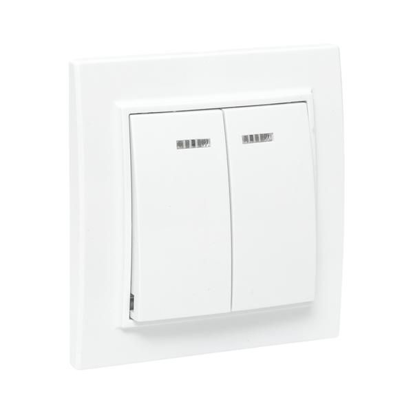 Выключатель 2-кл. СП Минск 10А IP20 с индикатором бел. Basic EKF ERV10-123-10