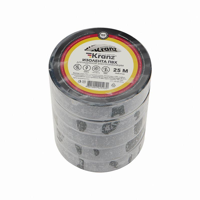 Изолента ПВХ 0.13х19мм 25м черн. Kranz KR-09-2206