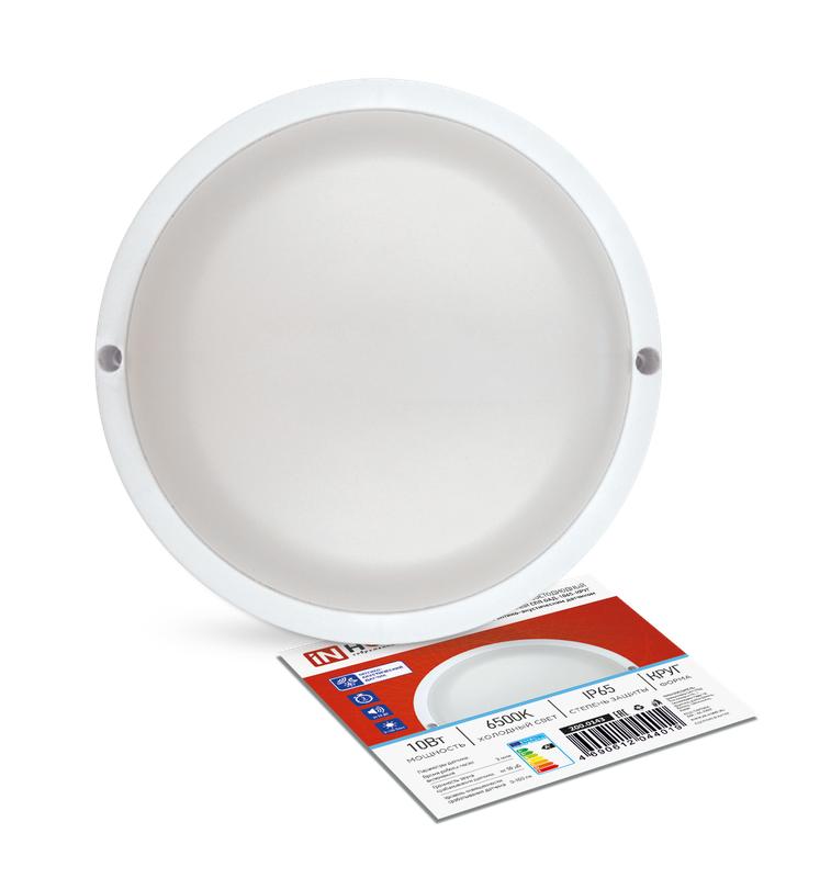 Светильник светодиодный СПП ОАД-1065-КРУГ 10Вт 6500К IP65 900лм 140мм герметичный с оптико-акустическим датчиком IN HOME 4690612044019