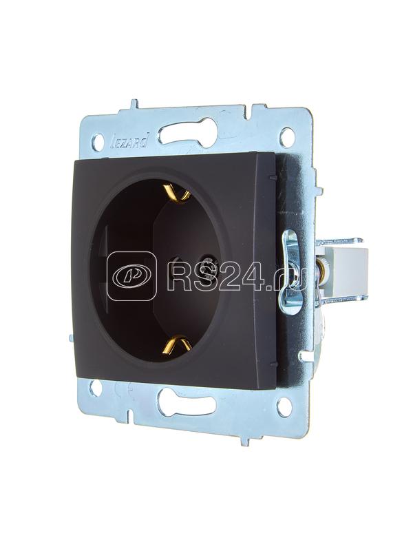 Розетка 1-м СП ASTI 16А IP20 с заземл. защ. шторки термопласт механизм черн. бархат. LEZARD 7081-4288-124B