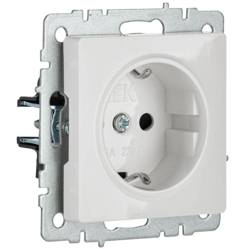 Розетка BRITE РС14-1-0-БрБ 16А с заземл. защ. шторки механизм бел. IEK BR-R14-16-K01
