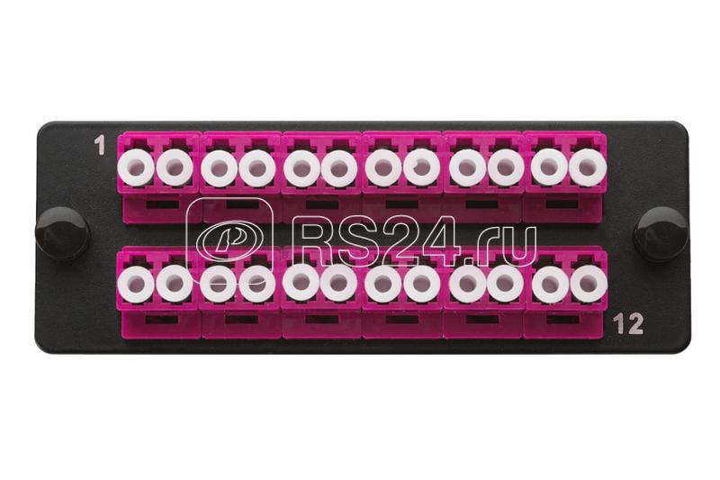 Комплект планка Q-SLOT с 12 адаптерами дуплекс LC OM4 монтаж. шнуры КДЗС Eurolan 38M-40-2L-12BL