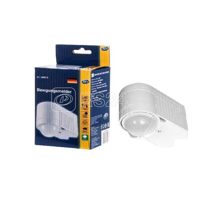 Датчик движения угловой наст. компл. 360град. 1200Вт 12м IP44 бел. REV 28503 8