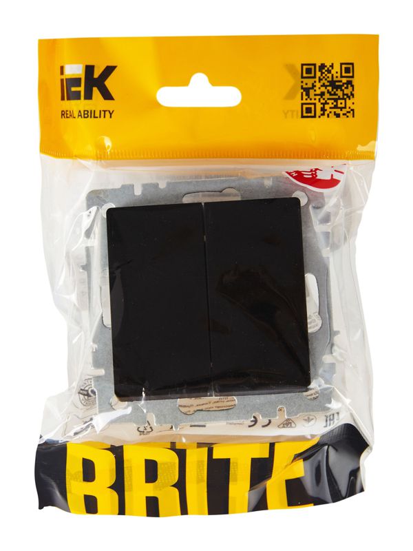 Выключатель проходной 2-кл. СП BRITE ВС10-2-6-БрЧ 10А механизм черн. IEK BR-V22-0-10-K02