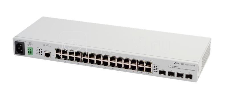 Коммутатор Ethernet 24 порта 10/100 Base-T 4 порта 10/100/1000 Base-T/1000Base-X (SFP) L2 220В AC 12В DC ELTEX MES1124MB_AC