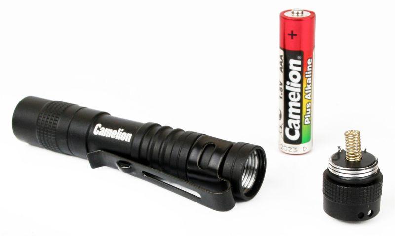 Фонарь LED51516 XPE 3 режима 1хLR03 (в компл.) алюм. черн. (открывающ. блист.) Camelion 12916