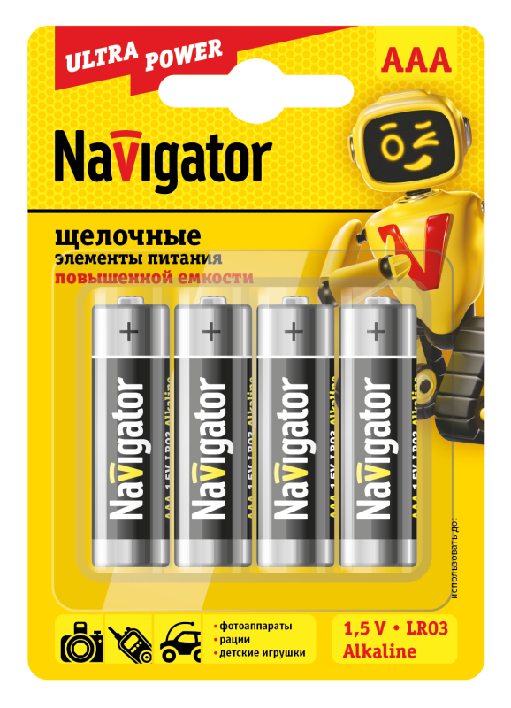 Элемент питания алкалиновый AAA/LR03 94 751 NBT-NE-LR03-BP4 (блист.4шт) Navigator 94751