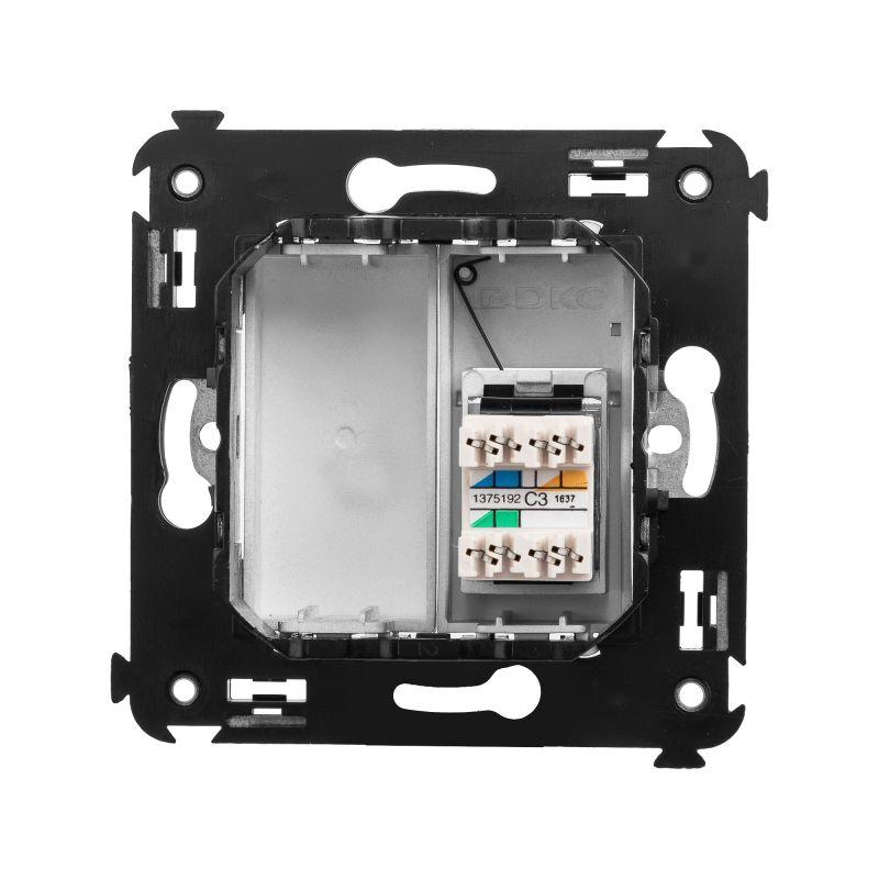 Розетка телефонная 1-м СП Avanti "Закаленная сталь" RJ12 DKC 4404313