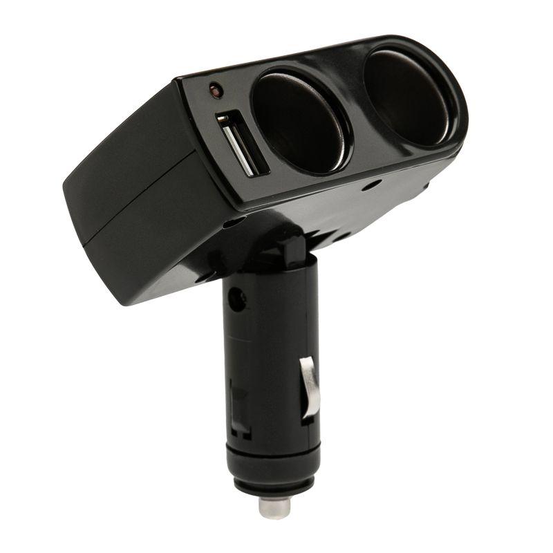 Разветвитель автоприкуривателя 2 гнезда 1хUSB (5 V 1000 mA) Rexant 16-0238