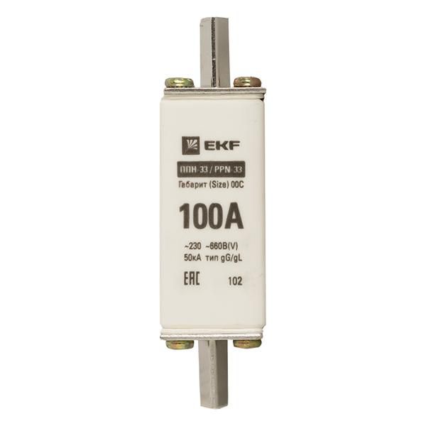 Вставка плавкая ППН-33 100/100А 50кА габарит 00С PROxima EKF fus-33/100