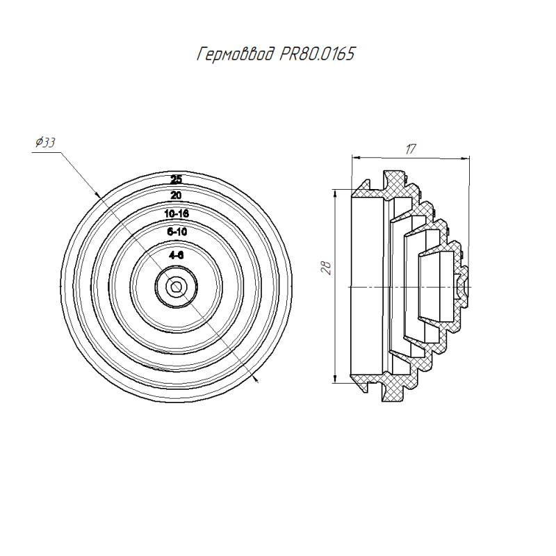 Гермоввод d25 оранж. (уп.10шт) Промрукав PR80.0165
