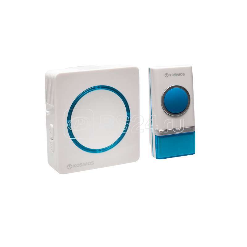 Звонок беспроводной полиф. 48 мел. 100м бел. 1 кноп IP44 индик. Космос KOC_689