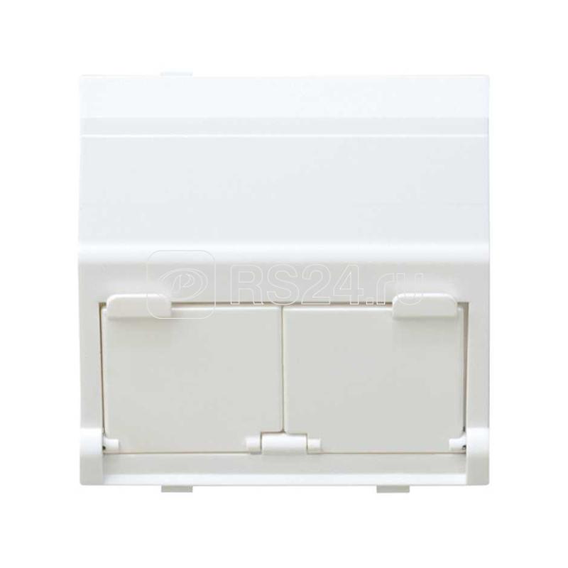 Адаптер на 2 RJ45(12) коннектора наклонный широкий Simon27 бел. 27086-35