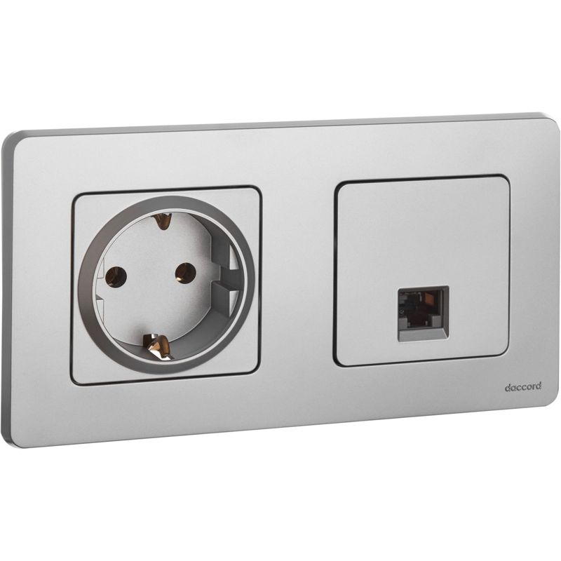 Розетка компьютерная Inspiria RJ45 кат.5E UTP алюм. IEK 673827