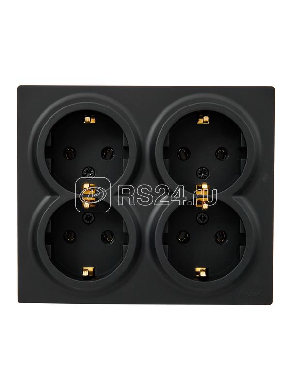 Розетка 4-мест. с заземл. LETO закрытый корпус ПБТ черн. бархат LEZARD 752-4200-127BDP