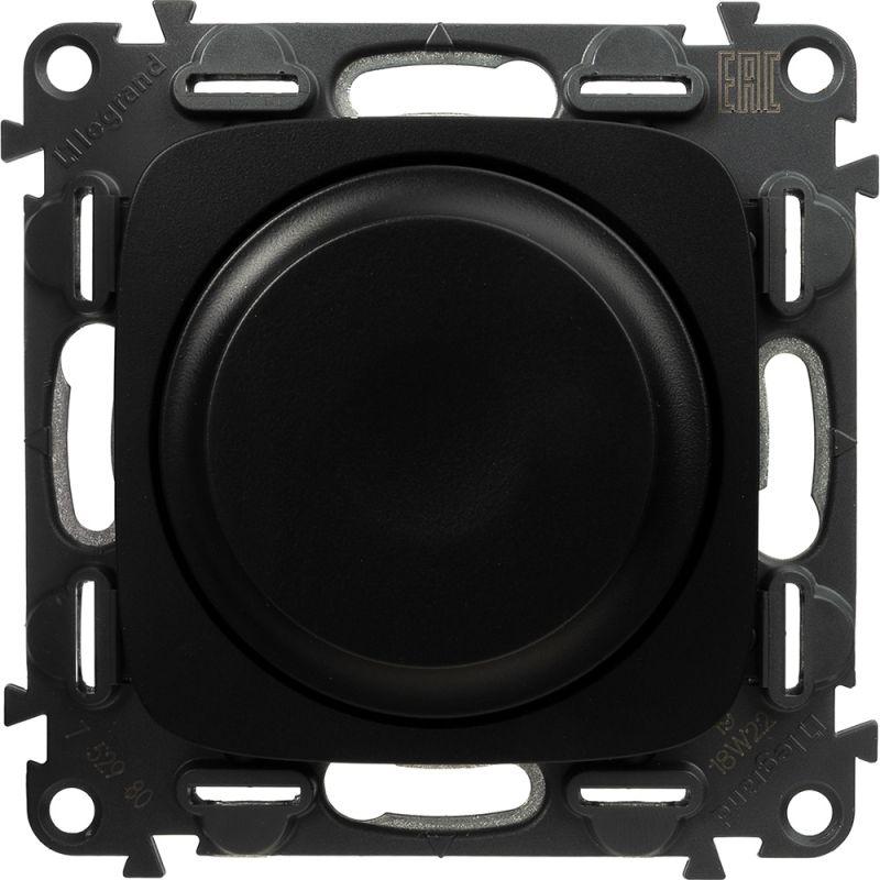 Светорегулятор универсальный Valena Allure с поворотной ручкой 300Вт без нейтрали с лиц. панелью антрацит Leg 752980