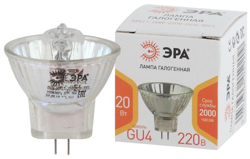 Лампа галогенная GU4-MR11-20W-220V-30CL MR11 20Вт софит GU4 нейтр. бел. 220В ЭРА Б0044093