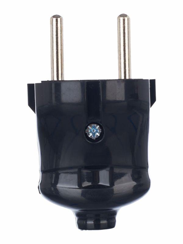 Вилка прямая ВПп20-02-Ст разборная без заземл. контакта 6А черн. IEK EVP20-06-01-K02