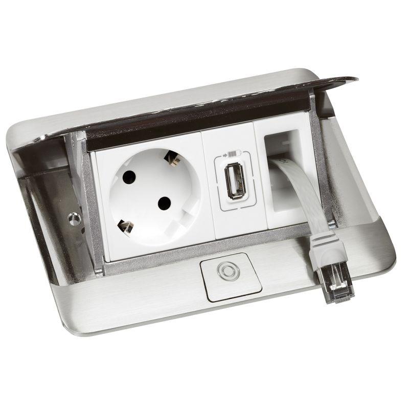 Блок выдвижной неукомп. 4мод. с комплектом для монтажа ЭУИ нерж. сталь Leg 654000