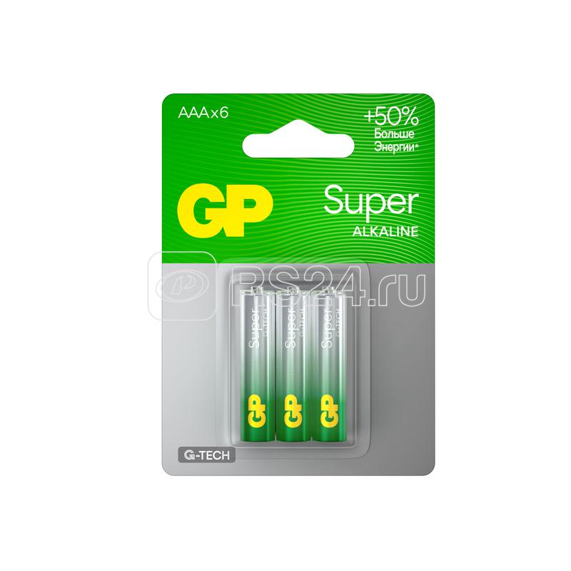 Элемент питания алкалиновый AAA/LR03 1.5В Super Alkaline G-Tech (блист.6шт) GP 1227