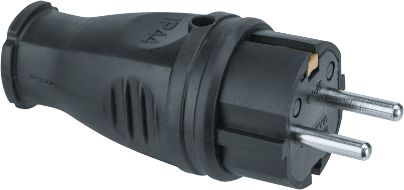 Вилка прямая 61 368 NCA-PLR02-16A-E-IP44-BL с заземл. каучук черн. Navigator 61368