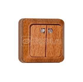 Выключатель 2-кл. ОП Олимп 10А IP20 с подсветкой (еврослот) бук UNIVersal 7946734