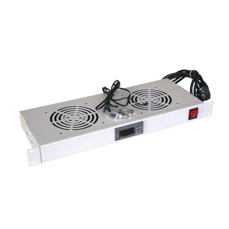 Модуль вентиляторный 19дюйм с термостатом 1U с 2-мя вентиляторами Rexant 04-2604