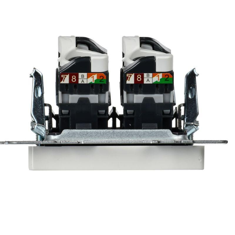 Розетка компьютерная двойн. СП RJ45 кат.5E BRITE РК10-2-БрБ механизм бел. IEK BR-K20-1-K01