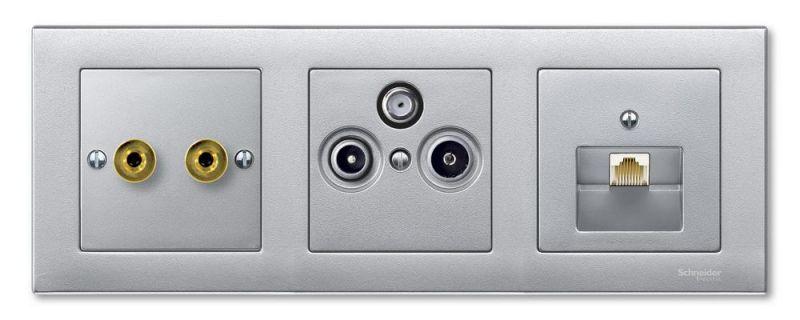 Плата Merten центральная TV/FM х2 х3 алюм. SchE MTN297560