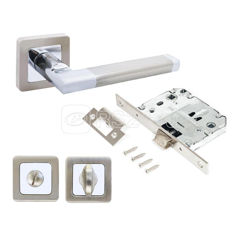 Комплект ручка и защ с фикс АРТ "ВЕНСАН" SN/CP+L7050S SN+BK-S1 SN/CP(2682/S7050) матов. никель/хром Аллюр 14 667