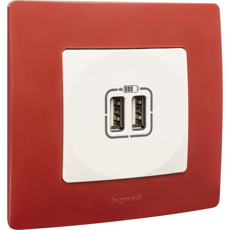 Розетка USB 2-м СП 2мод. Etika 240В/5В 2400мА механизм бел. IEK 672294