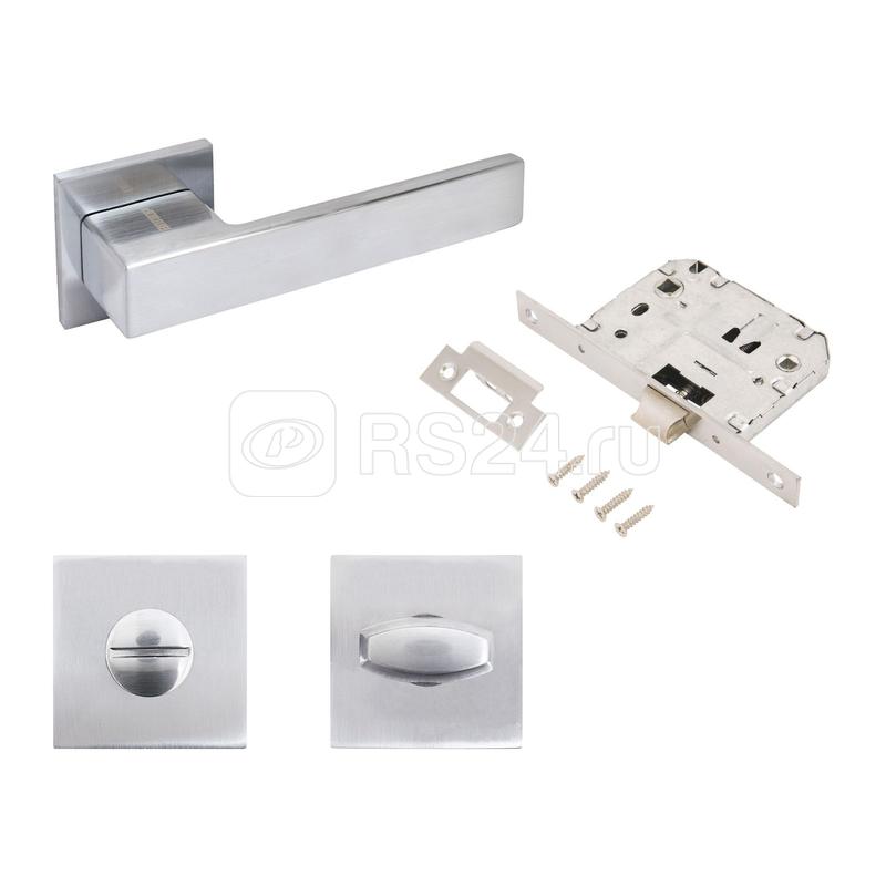 Комплект ручка и защ с фикс АРТ "РИНГО" SC+L7050S SC+BK-S2 SC (8390/S7050) матов. хром Аллюр 15 726