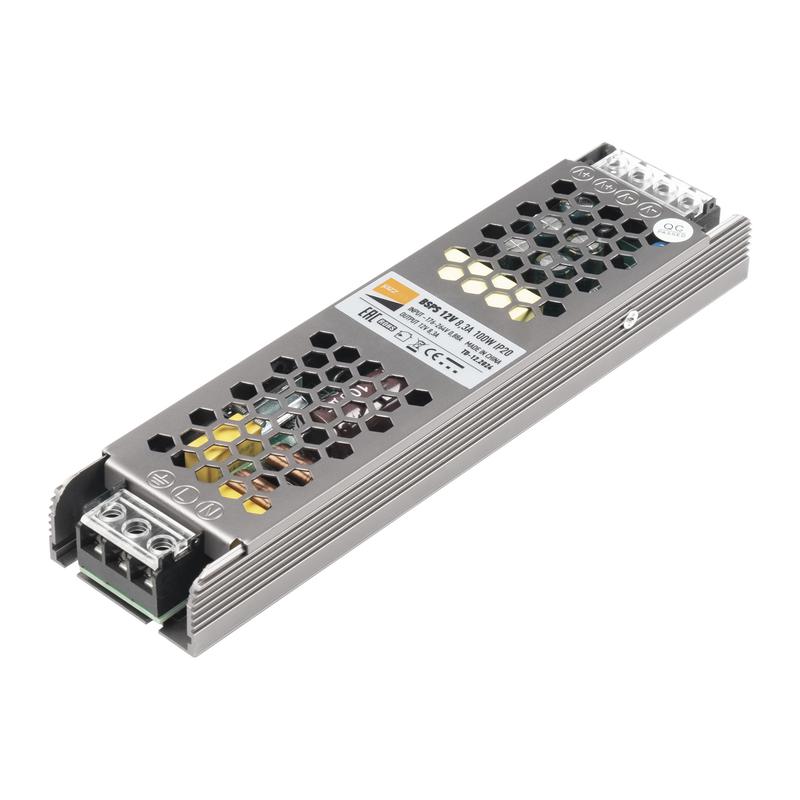 Блок питания для светодиодной ленты 100Вт 8.3А 12В IP20 BSPS метал. JazzWay 1002167A