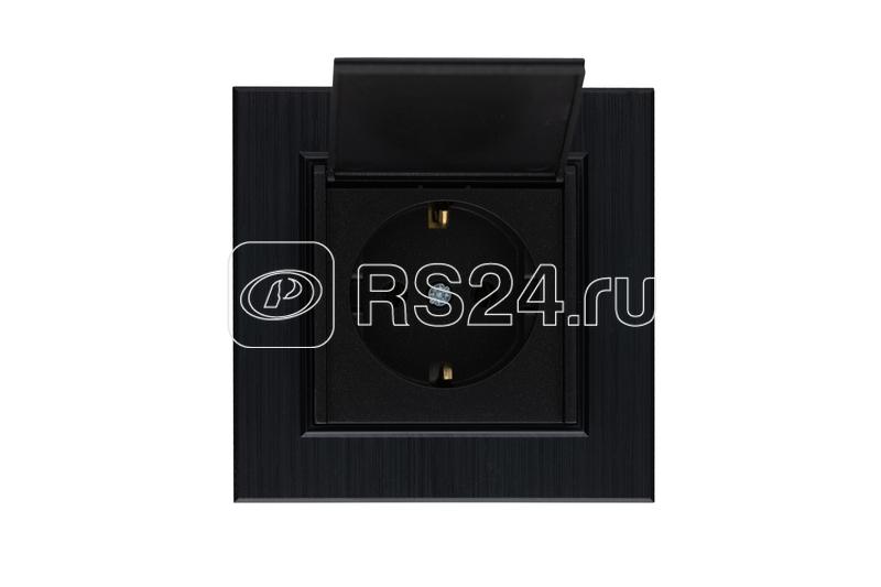 Розетка 1-м с крышкой Karea LINE STAR с заземл. чер. Makel 86054029