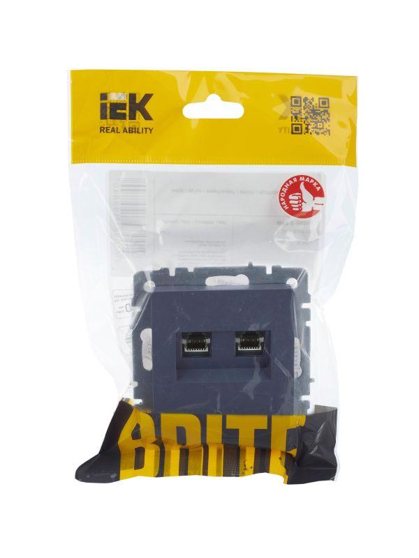 Розетка компьютерная 2-м СП BRITE RJ45 кат.5E РК10-2-БрМ механизм маренго IEK BR-K20-1-K35