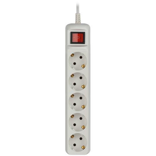 Удлинитель 5х5м с заземл. 10А IP20 UX-5es-5m ПВС 3х0.75 с выкл. Эра Б0035758