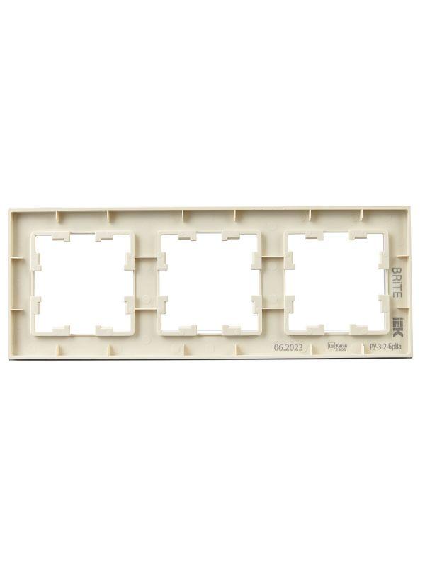 Рамка 3-м BRITE РУ-3-2-БрВа стекло ванильн. IEK BR-M32-G-K10