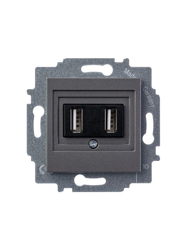 Устройство зарядное USB двойн. Levit сталь ABB 2CHH290040A6069