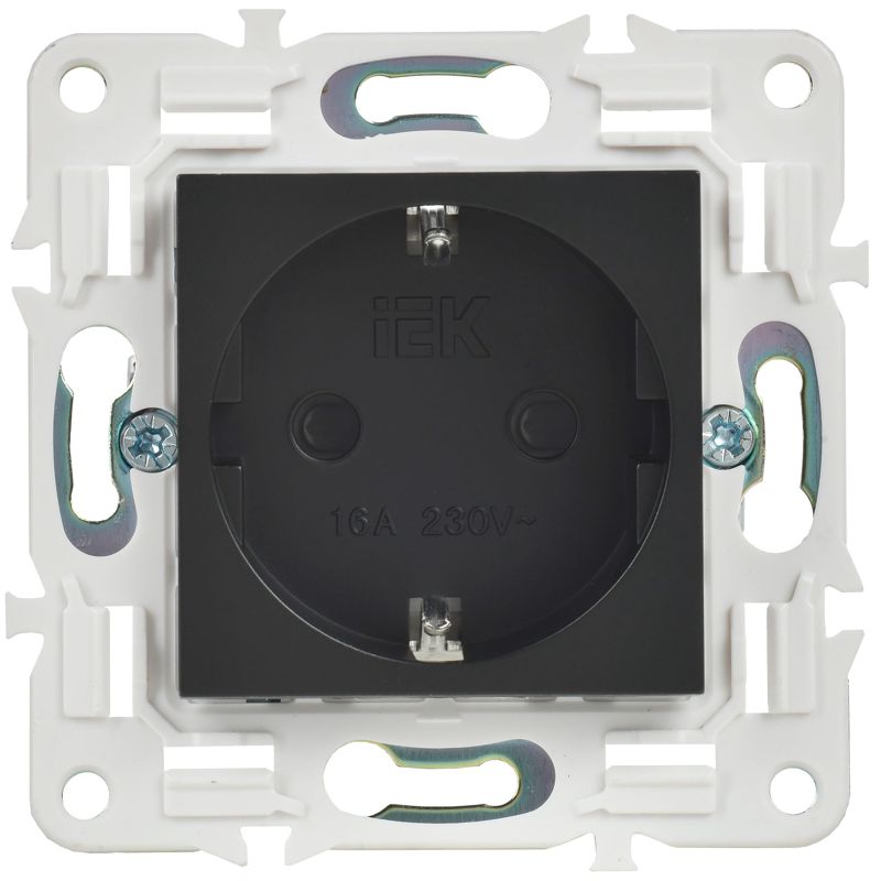 Розетка SKANDY 16А с заземл. защ. шторки безвинт. крепл. SK-R06Bl черн. IEK SK-R14-16-1-K02