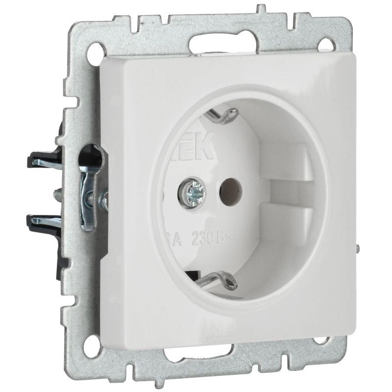Розетка BRITE РС11-1-0-БрБ 16А с заземл. без защ. шторки механизм бел. IEK BR-R11-16-K01