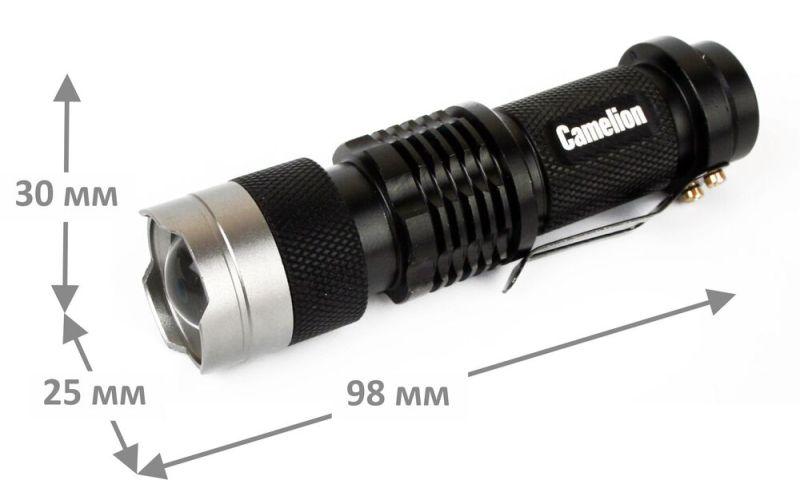 Фонарь LED5135 (LED XPE ZOOM 3 реж 1хLR6 алюм. блистер черн.) Camelion 12915