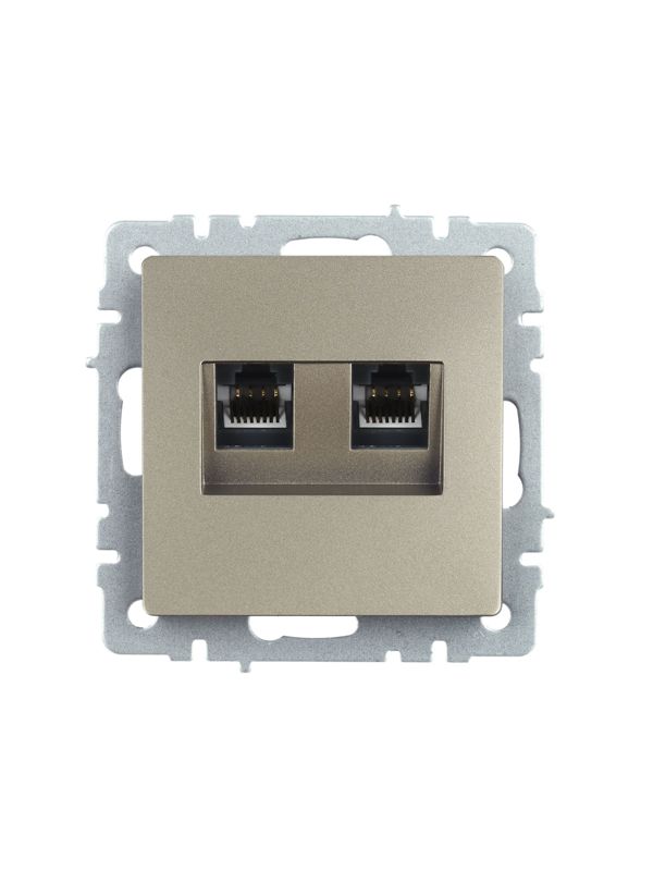 Розетка компьютерная двойн. СП RJ45 кат.5E BRITE РК10-2-БрШ механизм шампань IEK BR-K20-1-K37