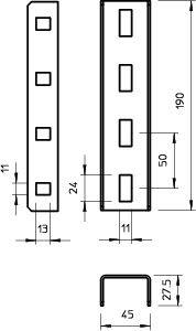Комплект соединительный для профиля US 3 гор. цинк VUS 3 FT OBO 6018513